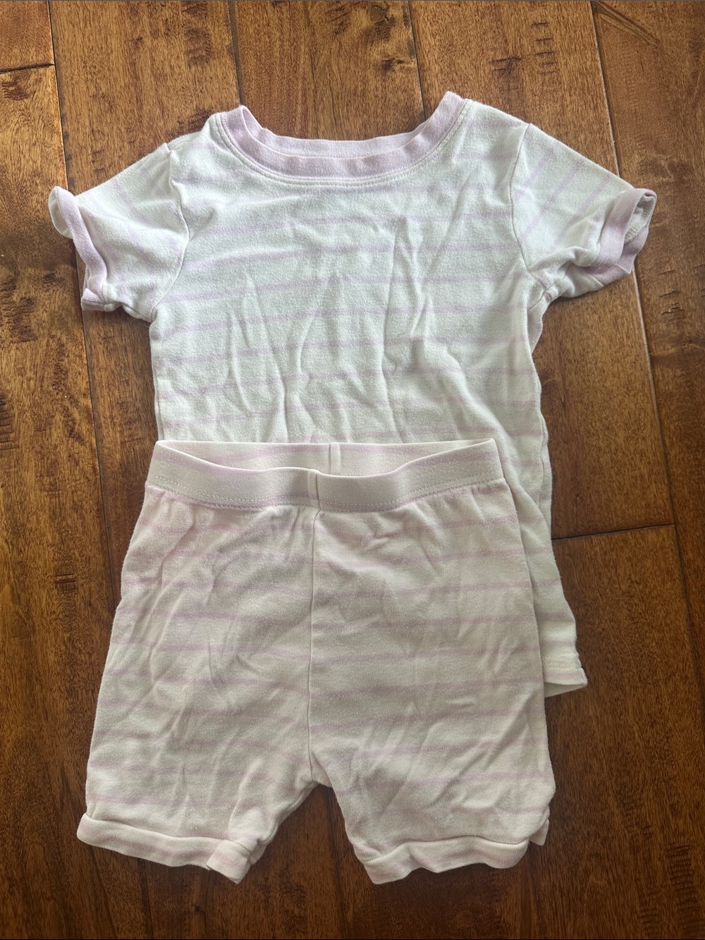 Old Navy Light Pink & White Striped Short Sleeve Pajama Set